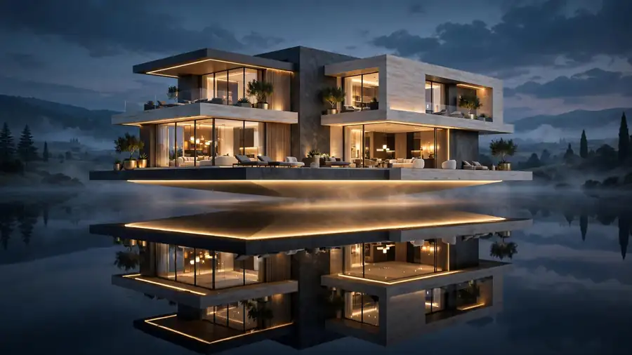 Luxury villa at dusk